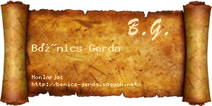 Bénics Gerda névjegykártya